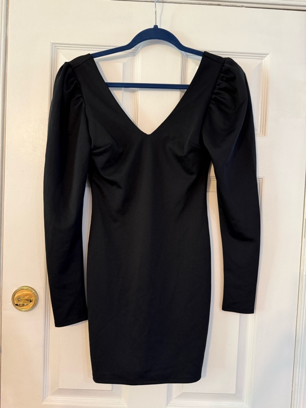 Kimchi Blue Black V-Neck Puff Sleeve Bodycon Dress